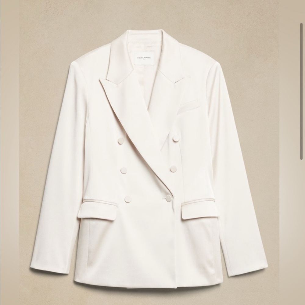 Banana Republic Cream Double-Breasted Blazer